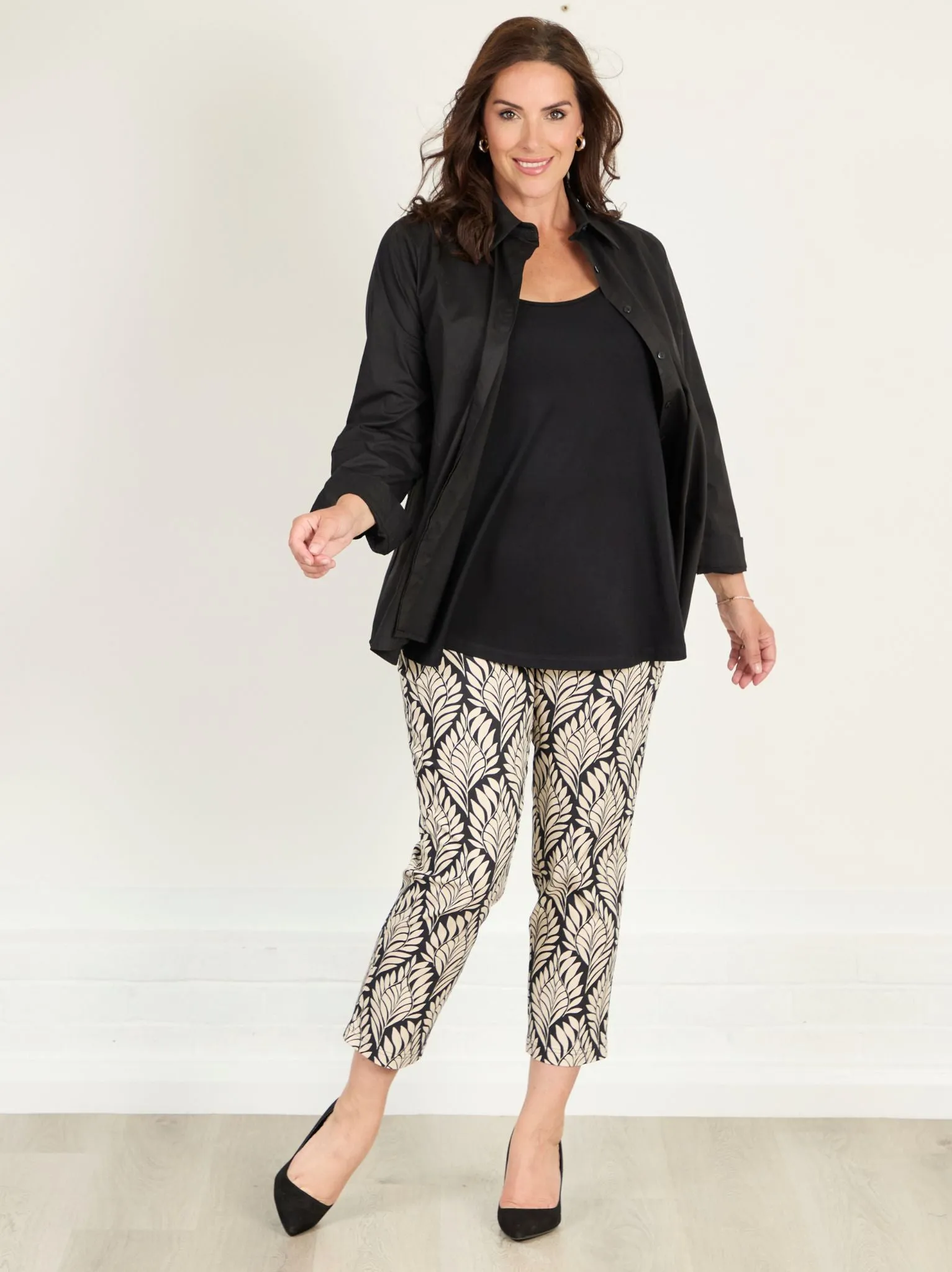 Bella by Robell Stretch Trouser - Black/Natural Essential Wearable
