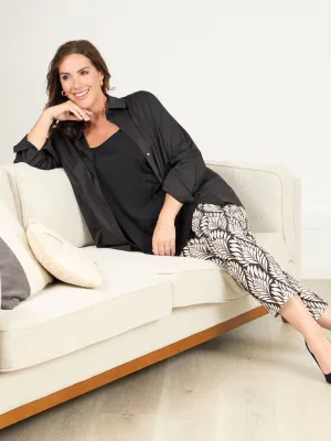 Hidden Pocket System Bella by Robell Stretch Trouser - Black/Natural