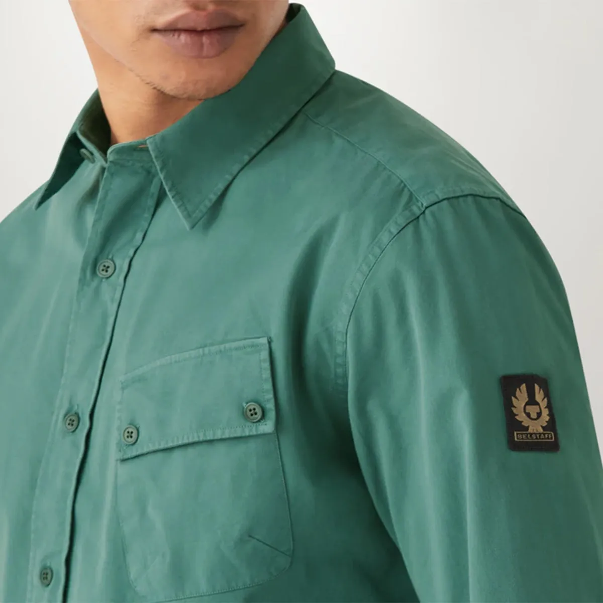 Belstaff - Pitch Shirt in Faded Teal Slim Style