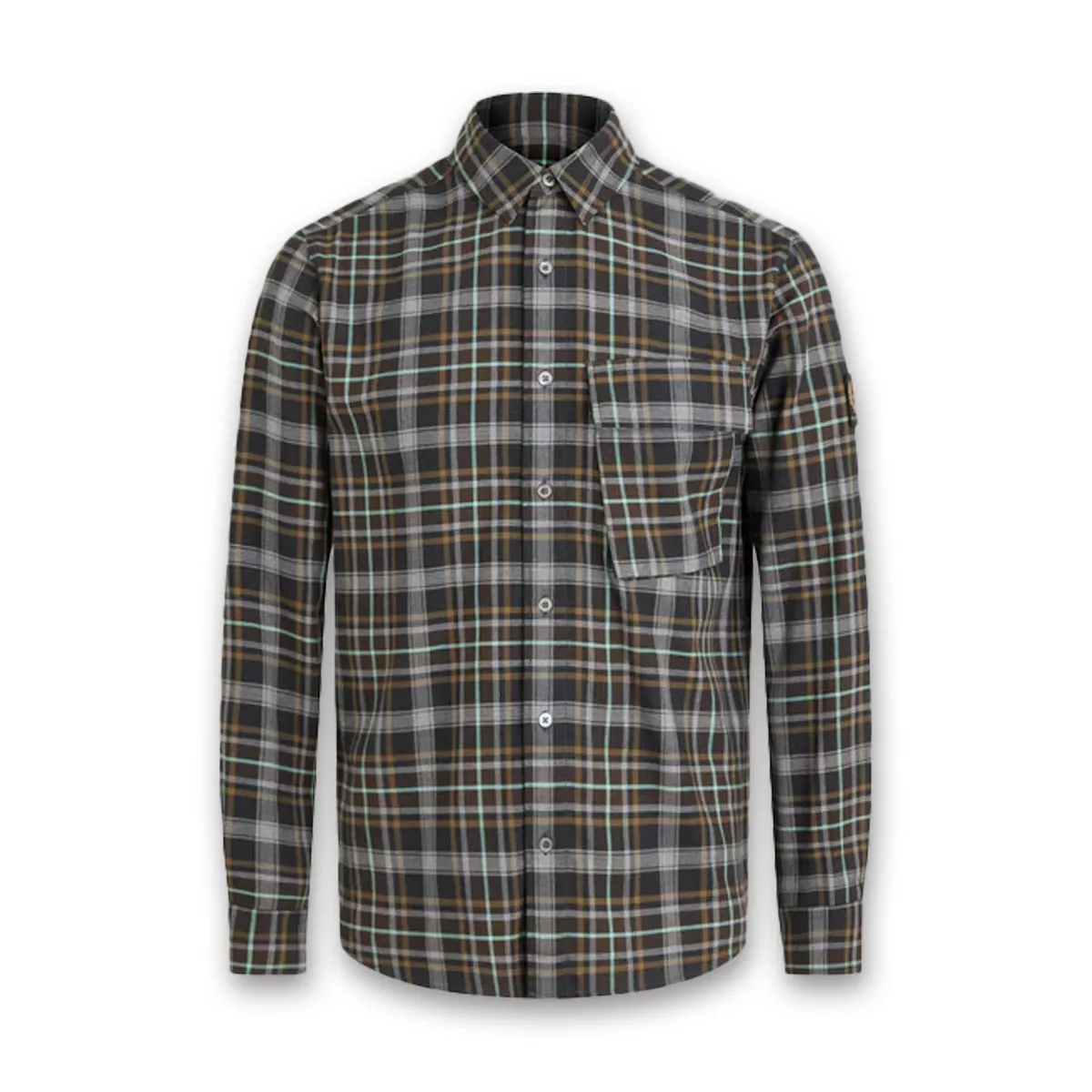 Perfect Fit Wear Belstaff - Scale Check Shirt in Charcoal/Oil Blue