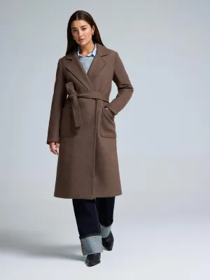 Eco Friendly Dyed Fabric Belted Wrap Coat
