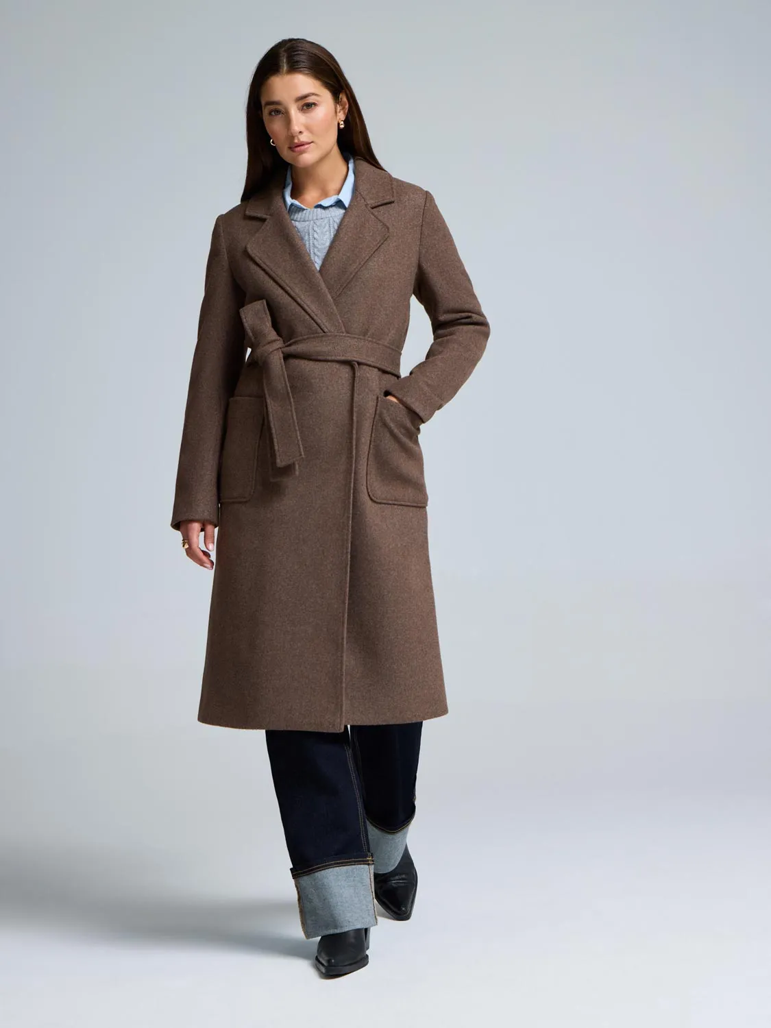 Eco Friendly Dyed Fabric Belted Wrap Coat