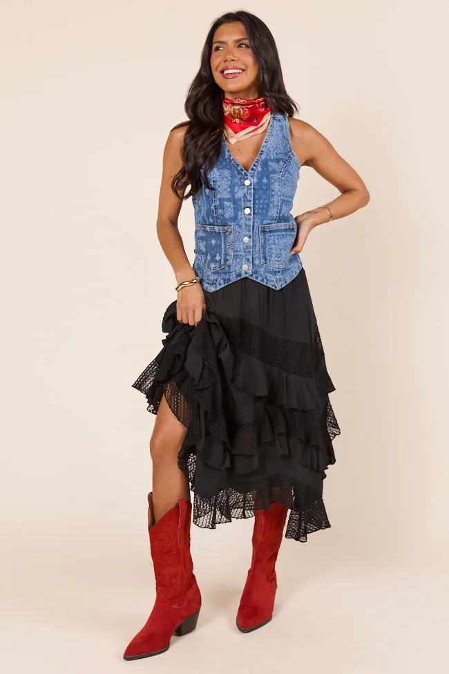 Beneath The Moon Bandana Printed Vest SALE SALE Laser Cut Vents Clean Edge Piece