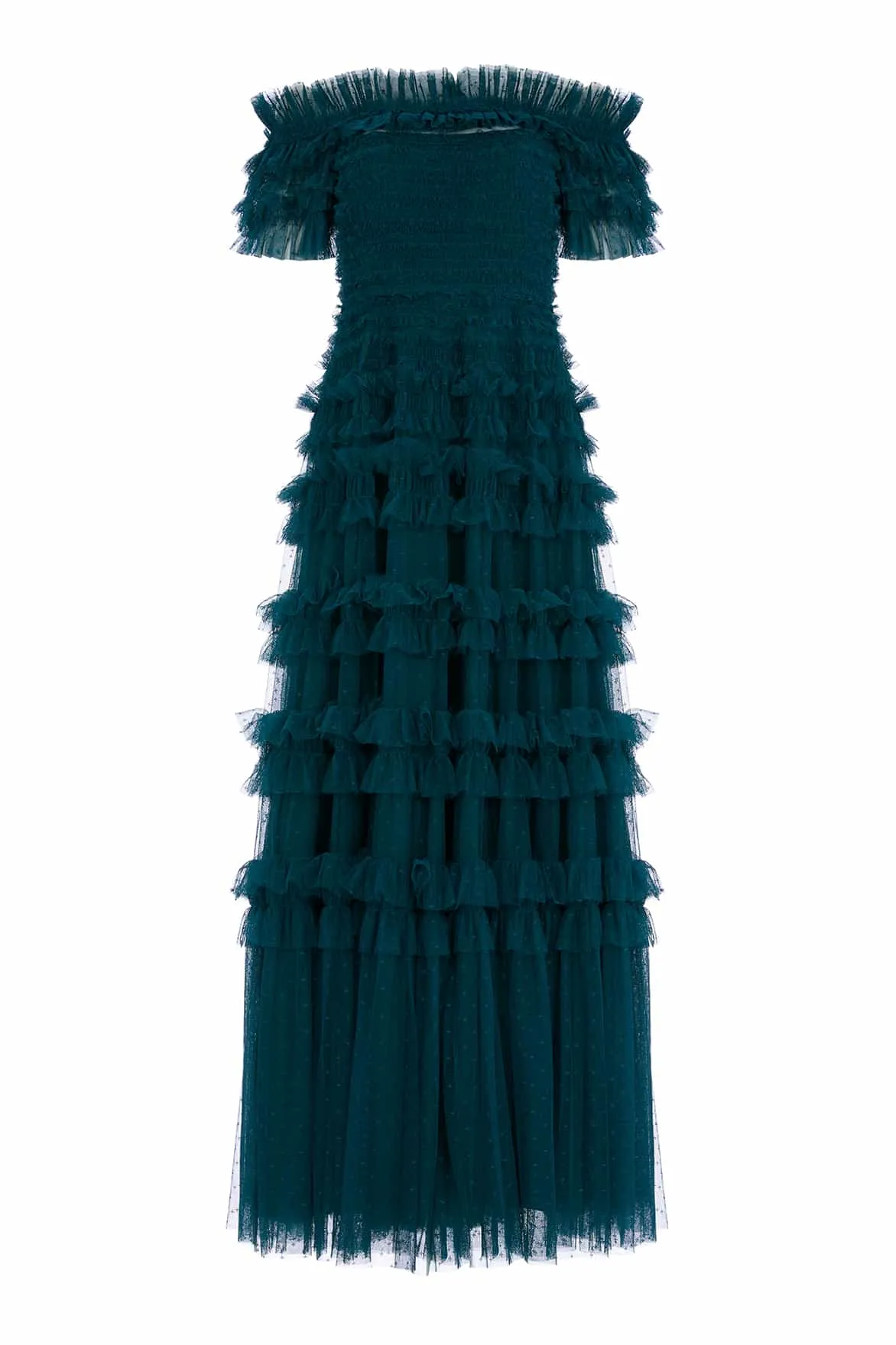 Clean Outfit Lisette Ruffle Off Shoulder Gown