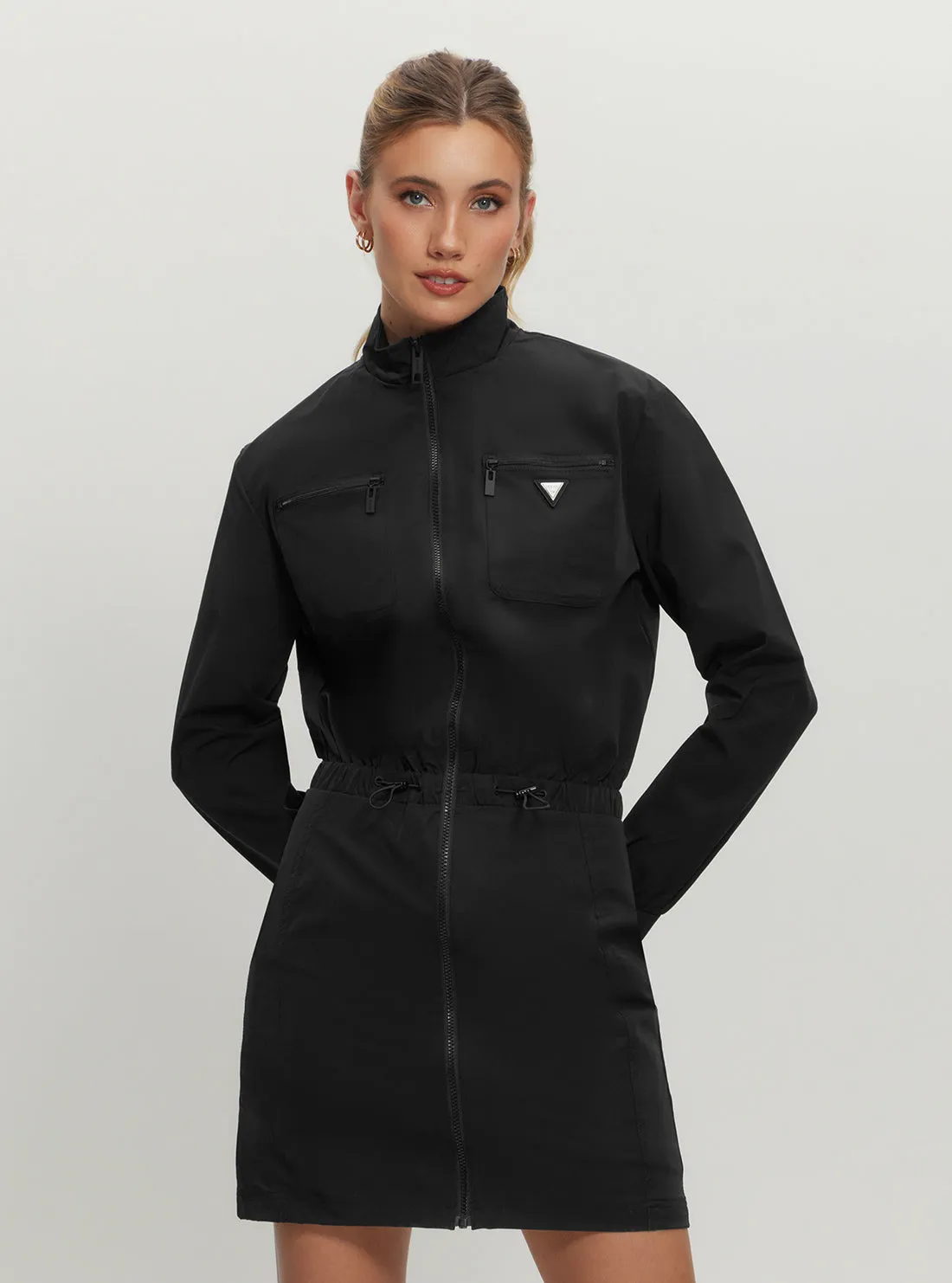 Black Aurelie Full Zip Mini Dress Countryside-Style Layered Movement