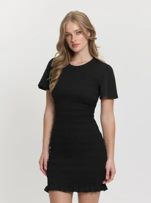 Work Vibes Breathable Comfort Wear Black Claire Smock Mini Dress