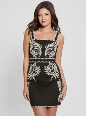 Ombre-Effect Chilly Wear Black Mirabelle Embroidered Mini Dress