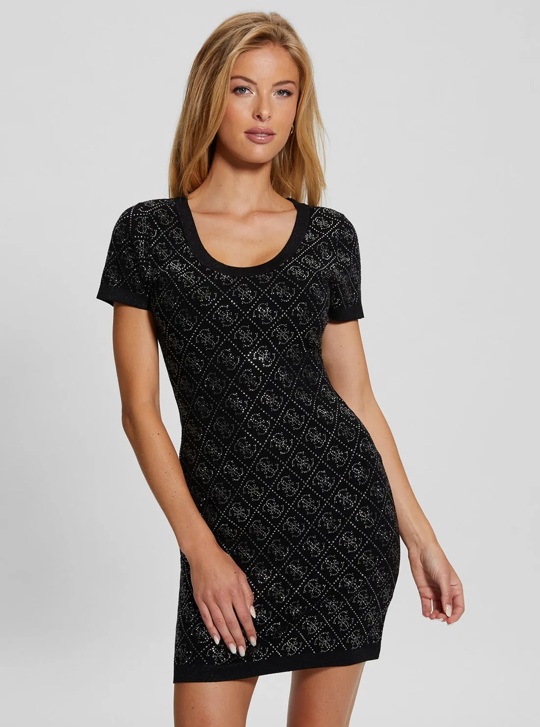 Party Perfect Compressible Black Paige 4G Logo Knit Mini Dress