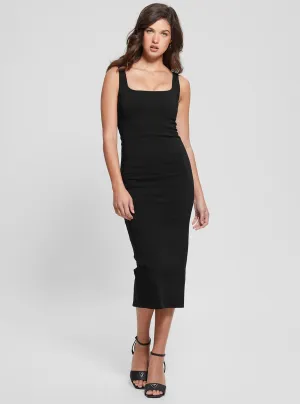 Wrap style Minimal Touch Black Sara Pencil Midi Dress