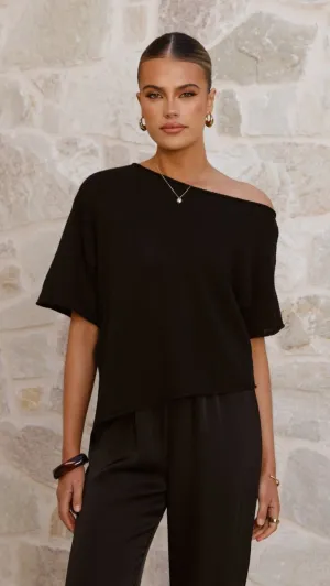 ThermalRegulatingFabric Blair Off Shoulder Tee - Black