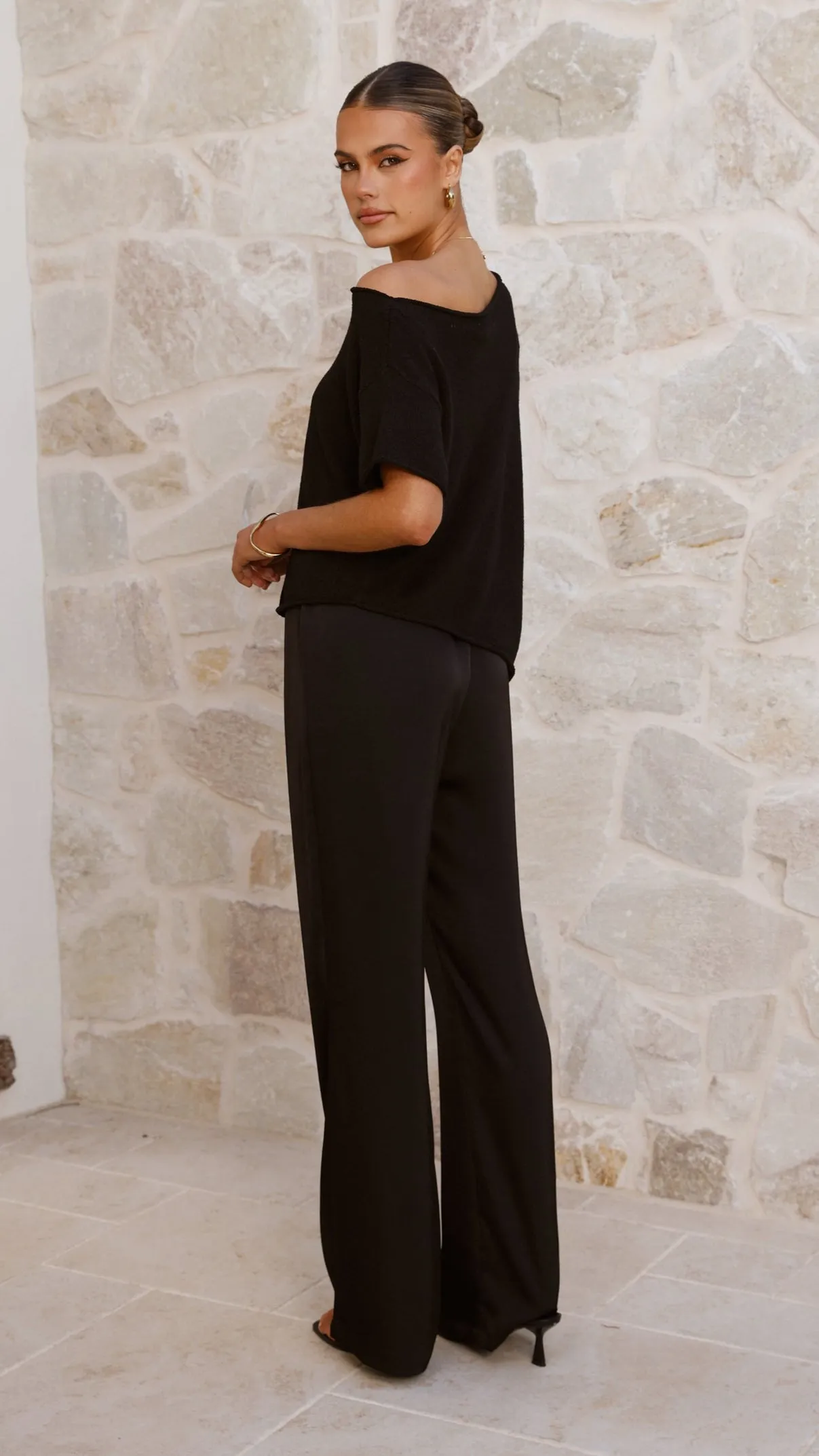 Cozy Fit Blair Off Shoulder Tee - Black