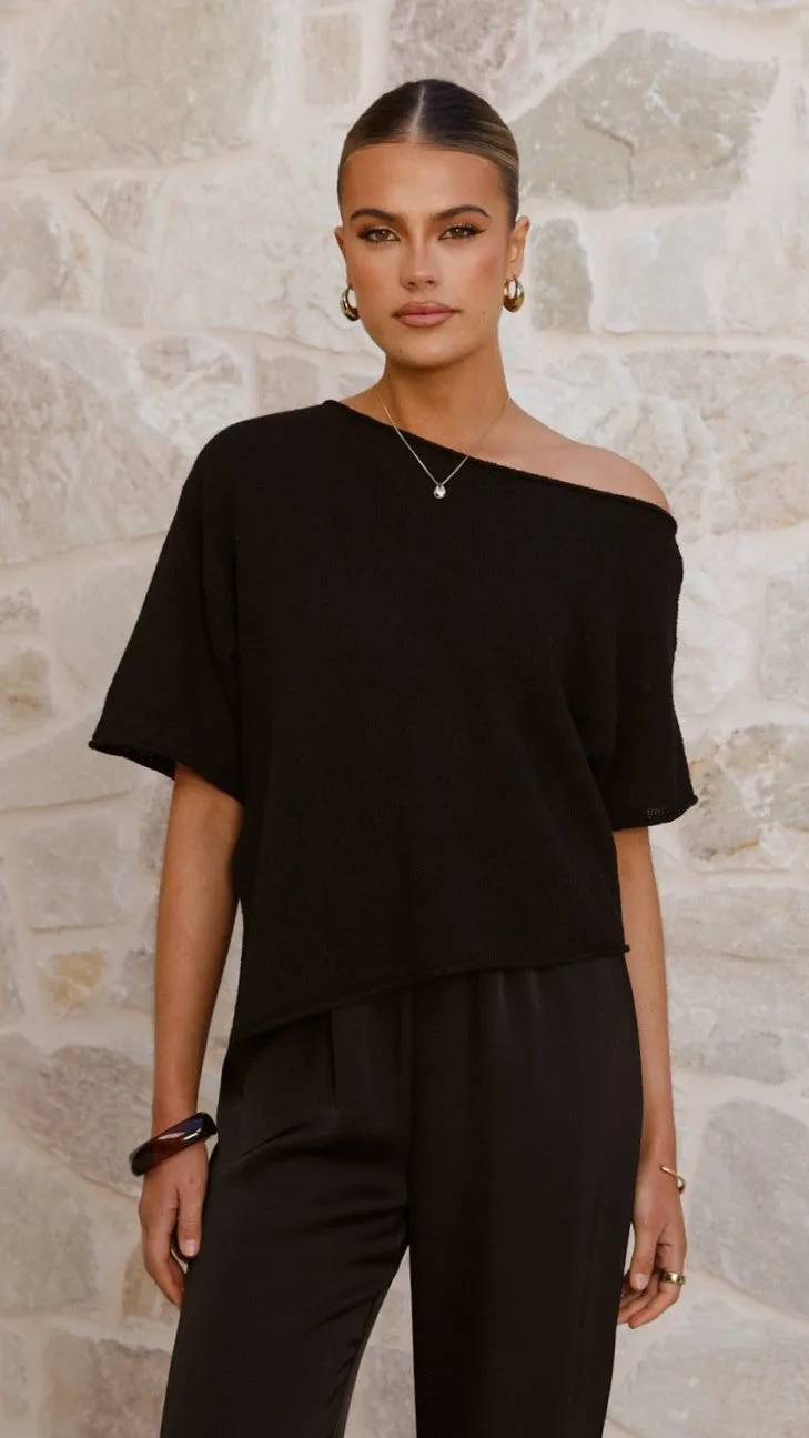 ThermalRegulatingFabric Blair Off Shoulder Tee - Black