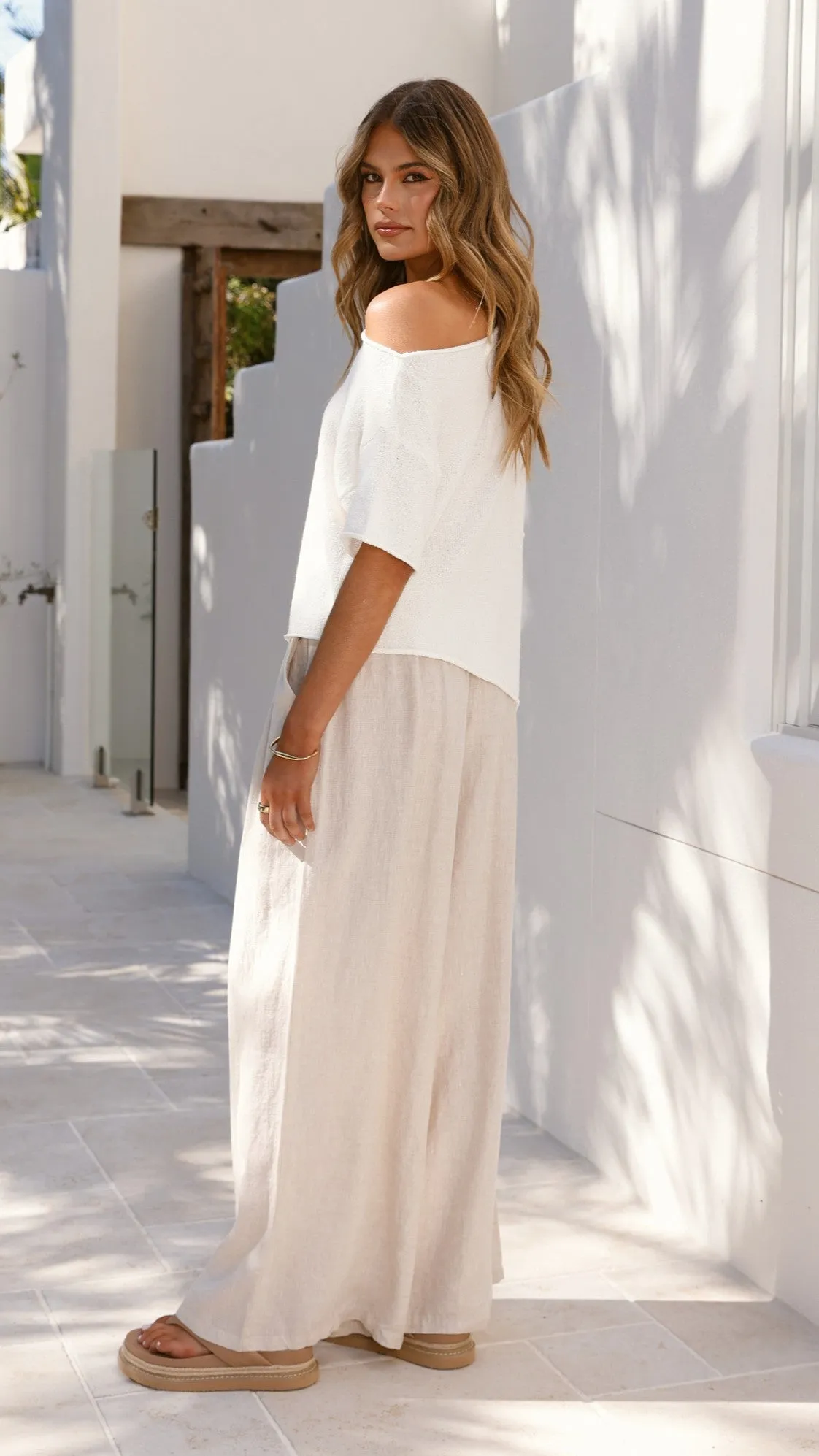 Epic Core ElasticWaistband Blair Off Shoulder Tee - White