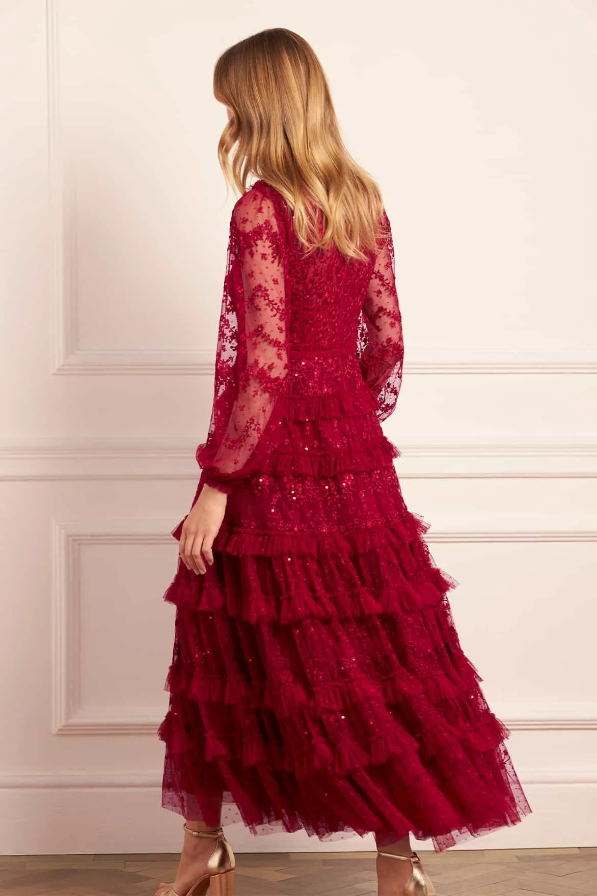 Blossom Lace Ankle Gown Contrast-Piping