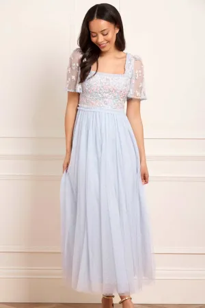 Versailles Ditsy Bodice Ankle Gown Sophisticated Waist