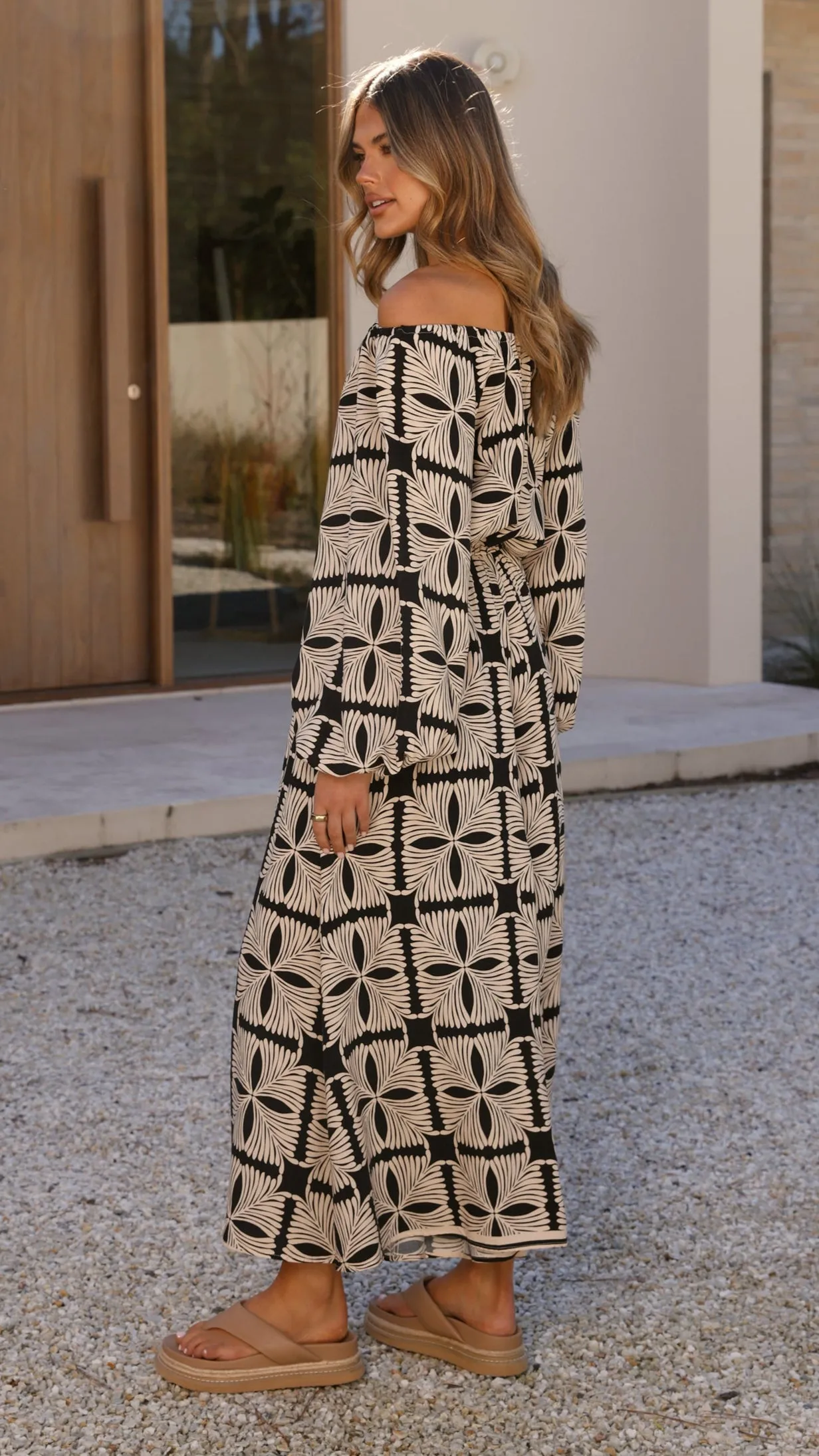 Mikky Off Shoulder Top - Cortana Print Seasonal Fashion Foldable Hem