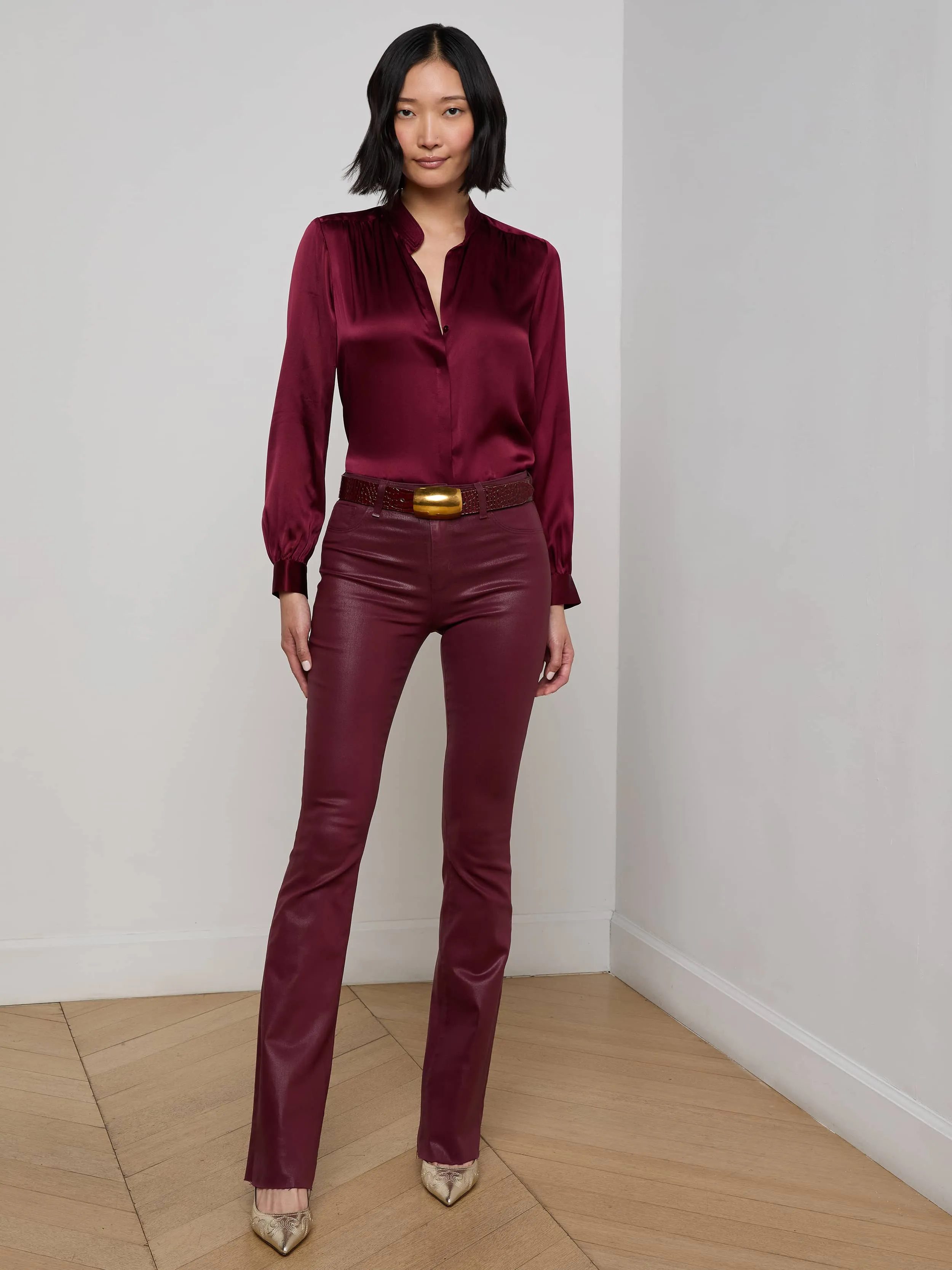 Breathable Denim Ruth Coated Straight-Leg Jean