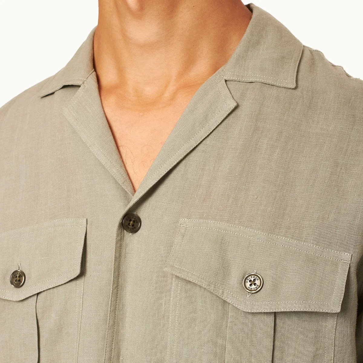 Ultra Soft Blended Textile Orlebar Brown - Maitan 007 Golden Gun Linen Shirt in Penny Green