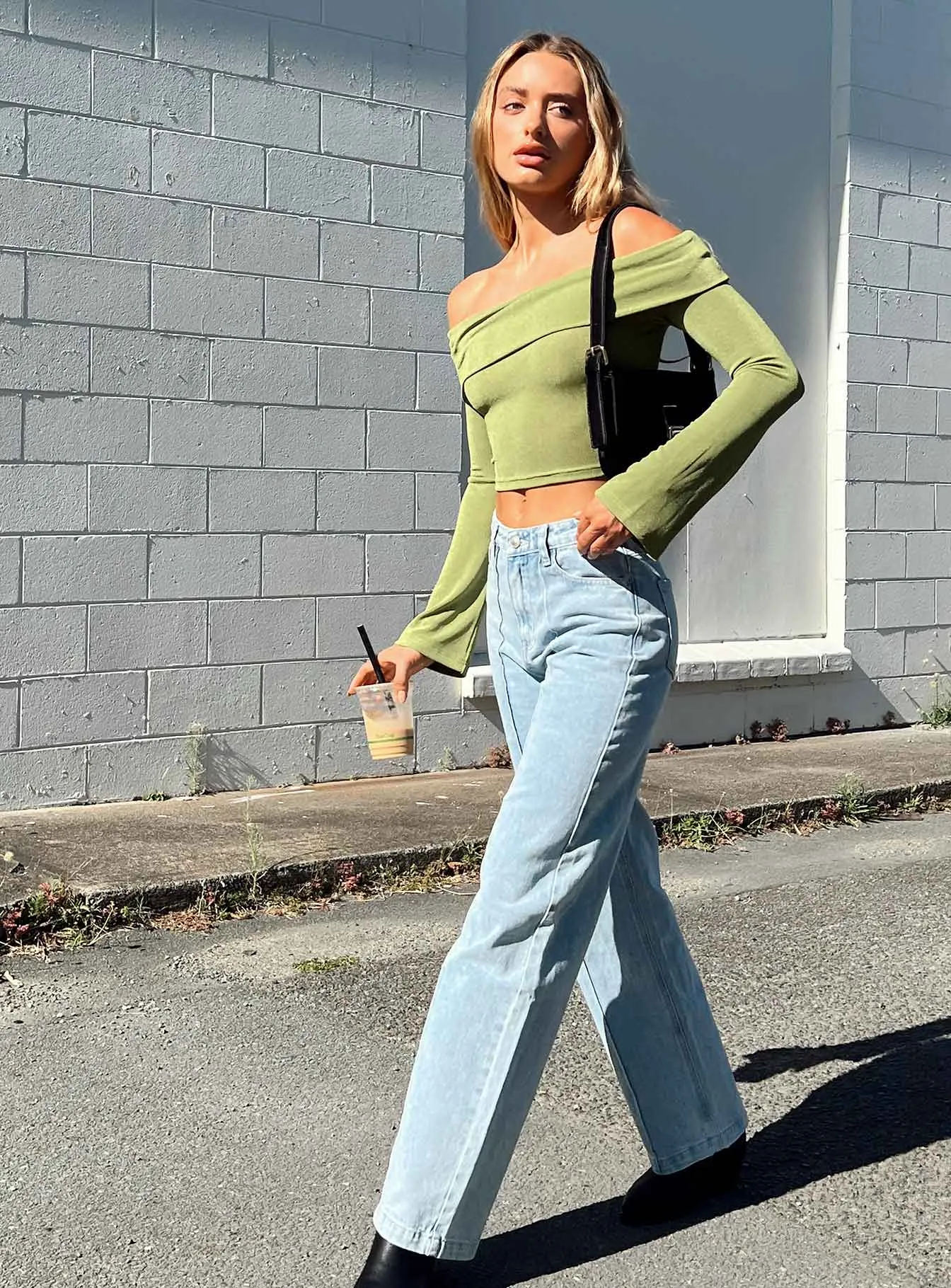 Booran Wide Leg Light Wash Denim Jean Eco Friendly Lightweight Modern Sandblasted Details