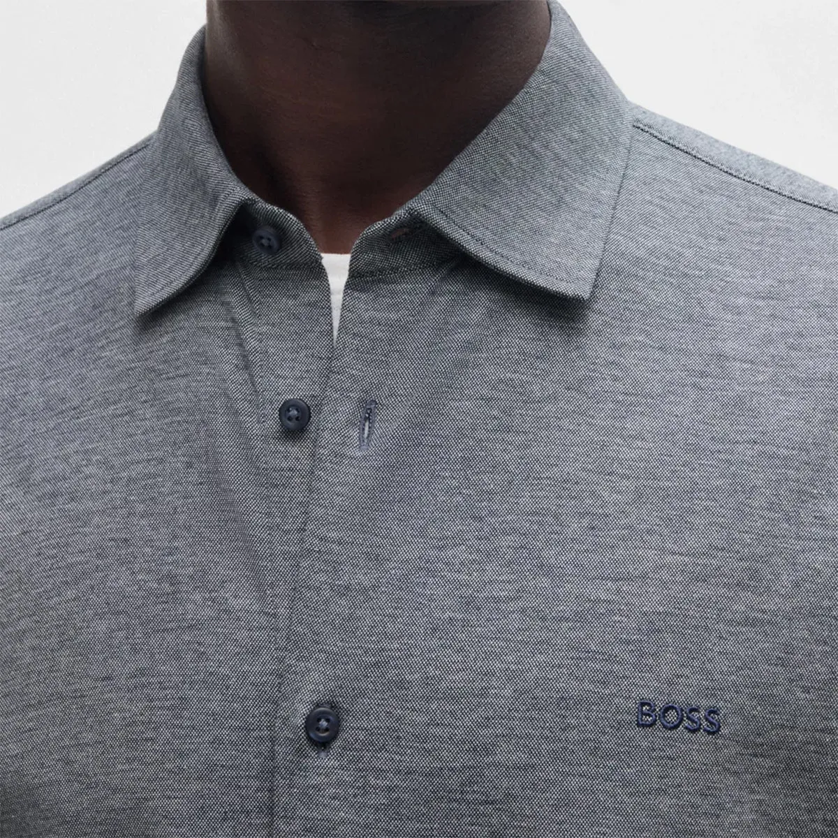 UV resistant Boss - Mysoft_2 Slim Fit Shirt in Navy Melange