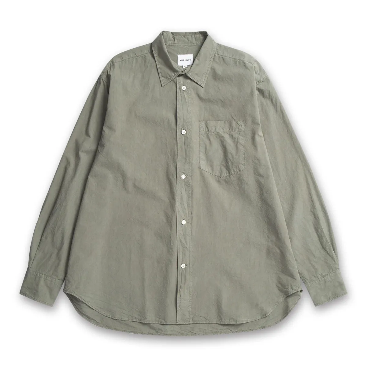 Norse Projects - Mo Cotton Tencel Shirt in Khaki Trendy Tops Universal Silhouette