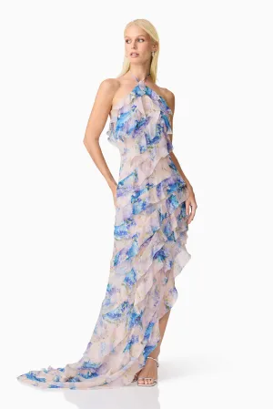 Briony Asymmetrical Maxi Dress in Floral ComfortFitDesign Dry-Clean-Only