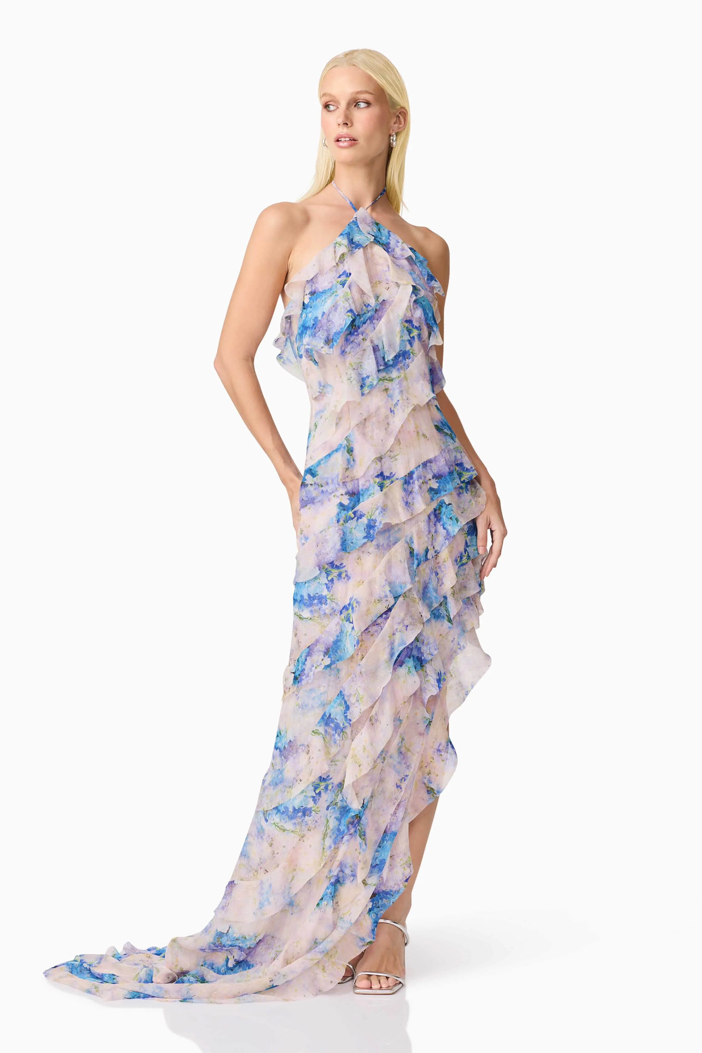Briony Asymmetrical Maxi Dress in Floral ComfortFitDesign Dry-Clean-Only