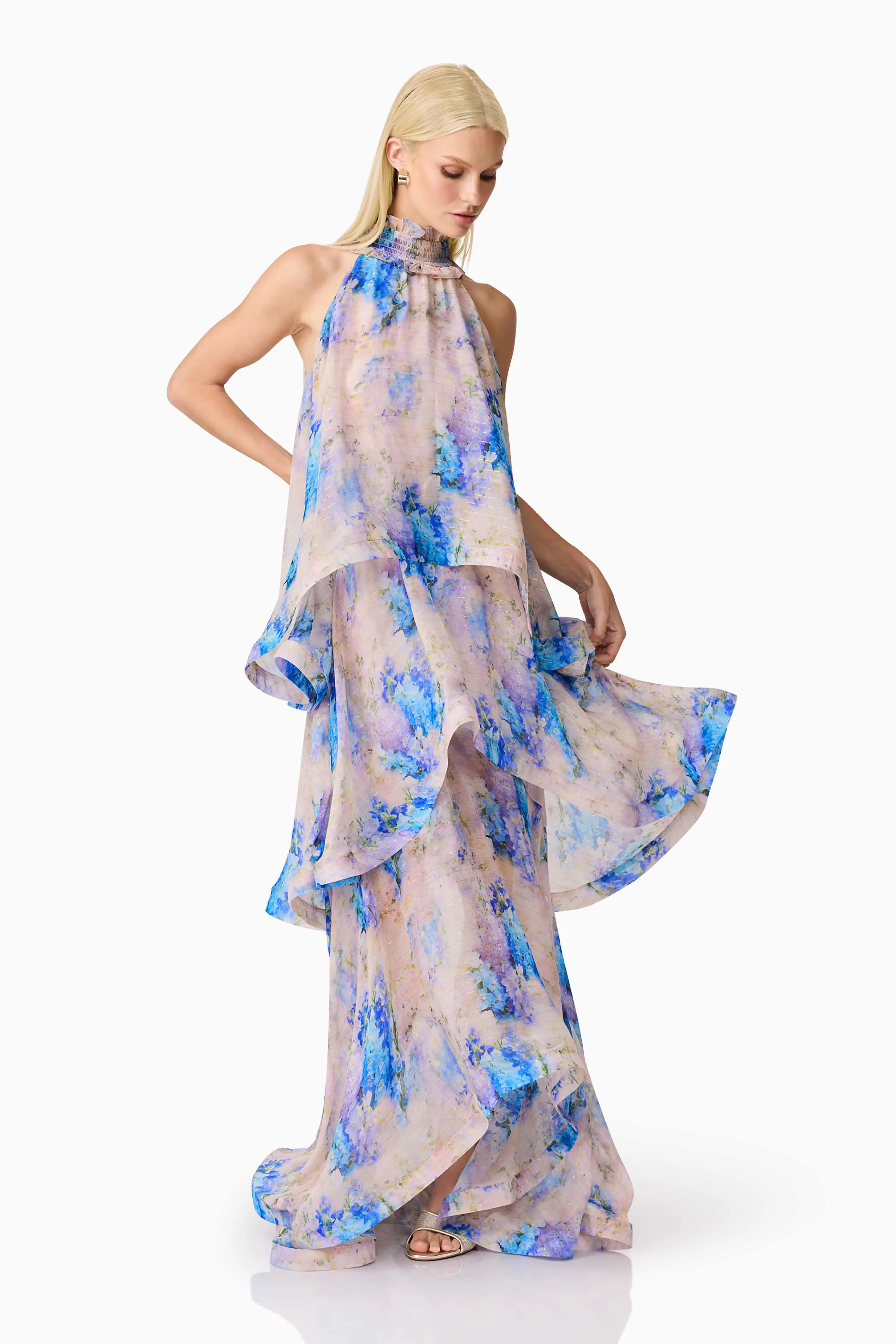 Briony Tiered Gown in Pink & Blue Floral Layering Fit
