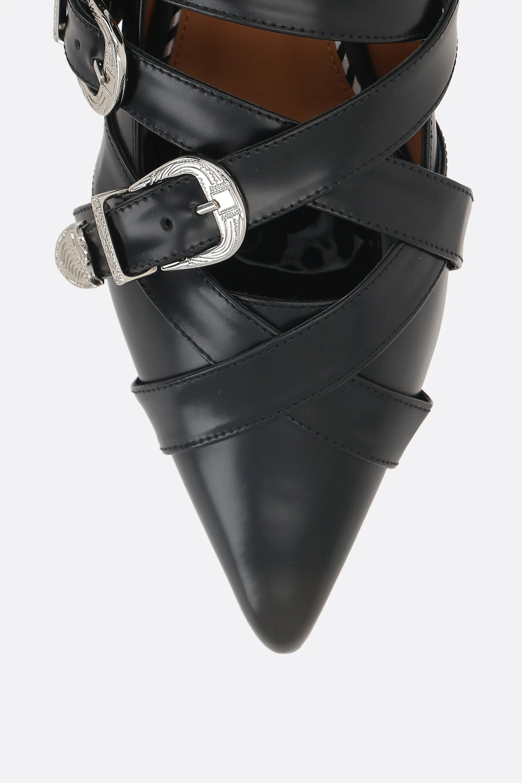 Outdoor Day brushed leather ballerinas with buckles