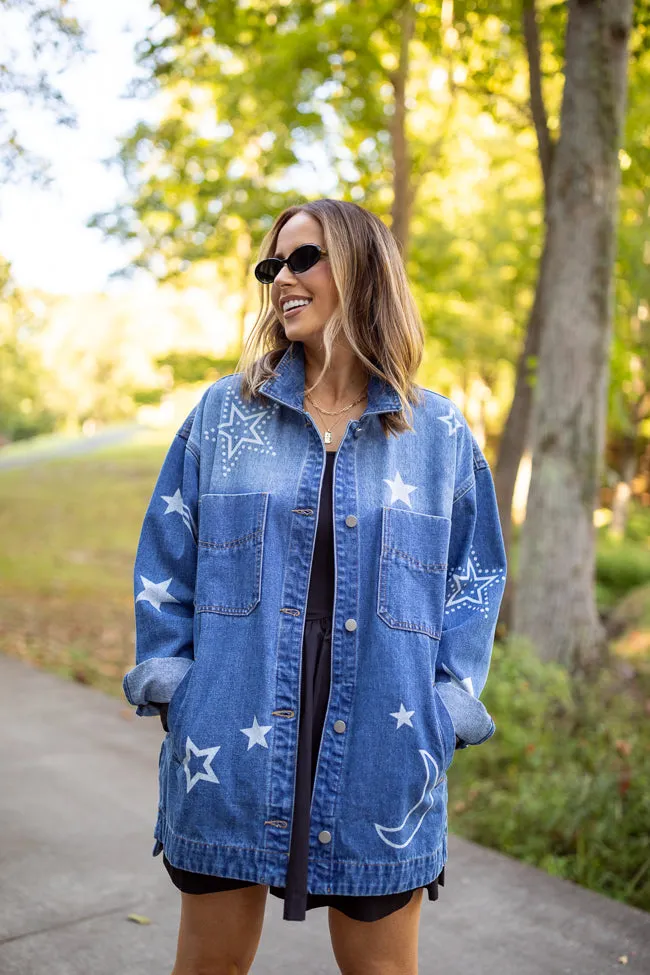 Cassie Celestial Motif Denim Jacket Emily Fauver X Pink Lily VentilatedBackPanel Wind Chill Protection