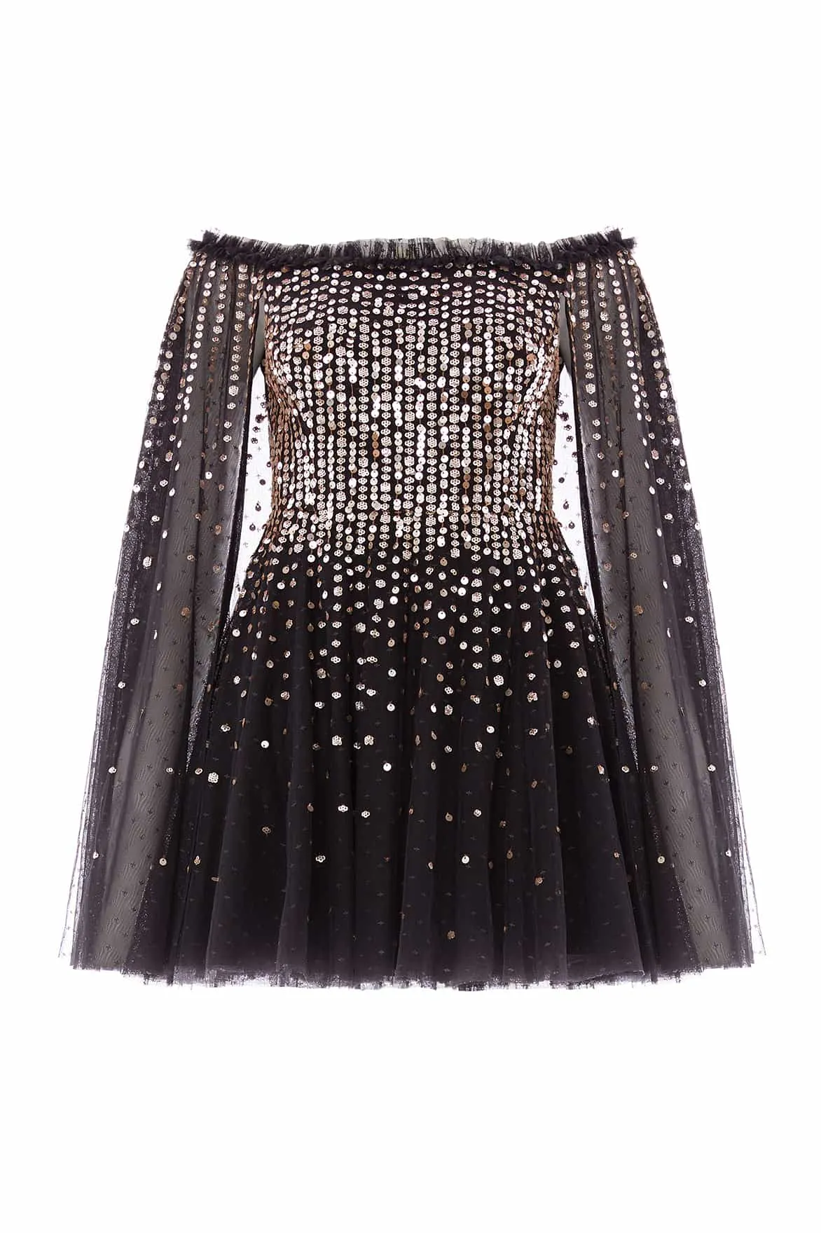 Moonlight Sequin Cape Micro Mini Dress NonSlipClosure