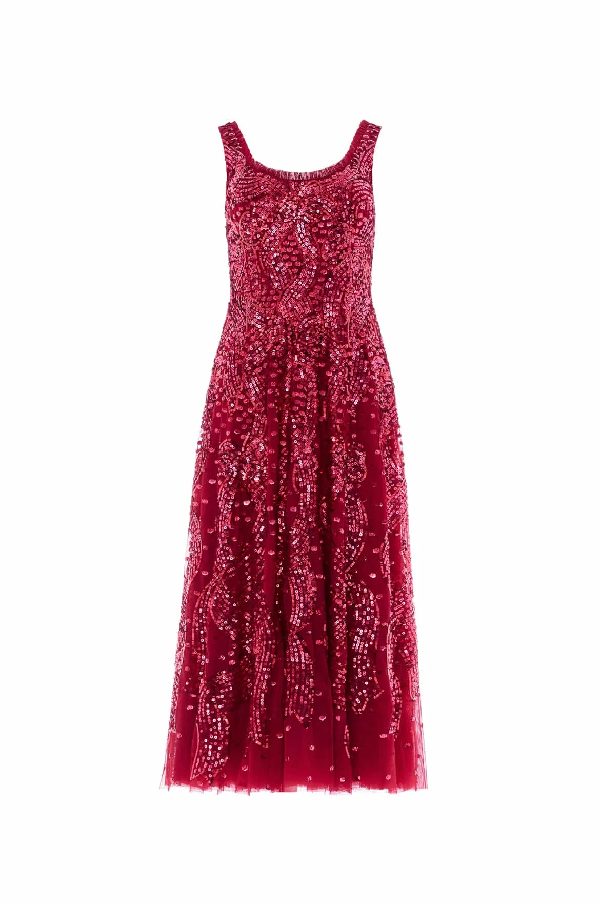 Sequin Ribbon Scoop Neck Ballerina Dress Polished Details Light Sheen