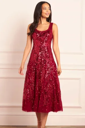 Sequin Ribbon Scoop Neck Ballerina Dress Trendy Comfort