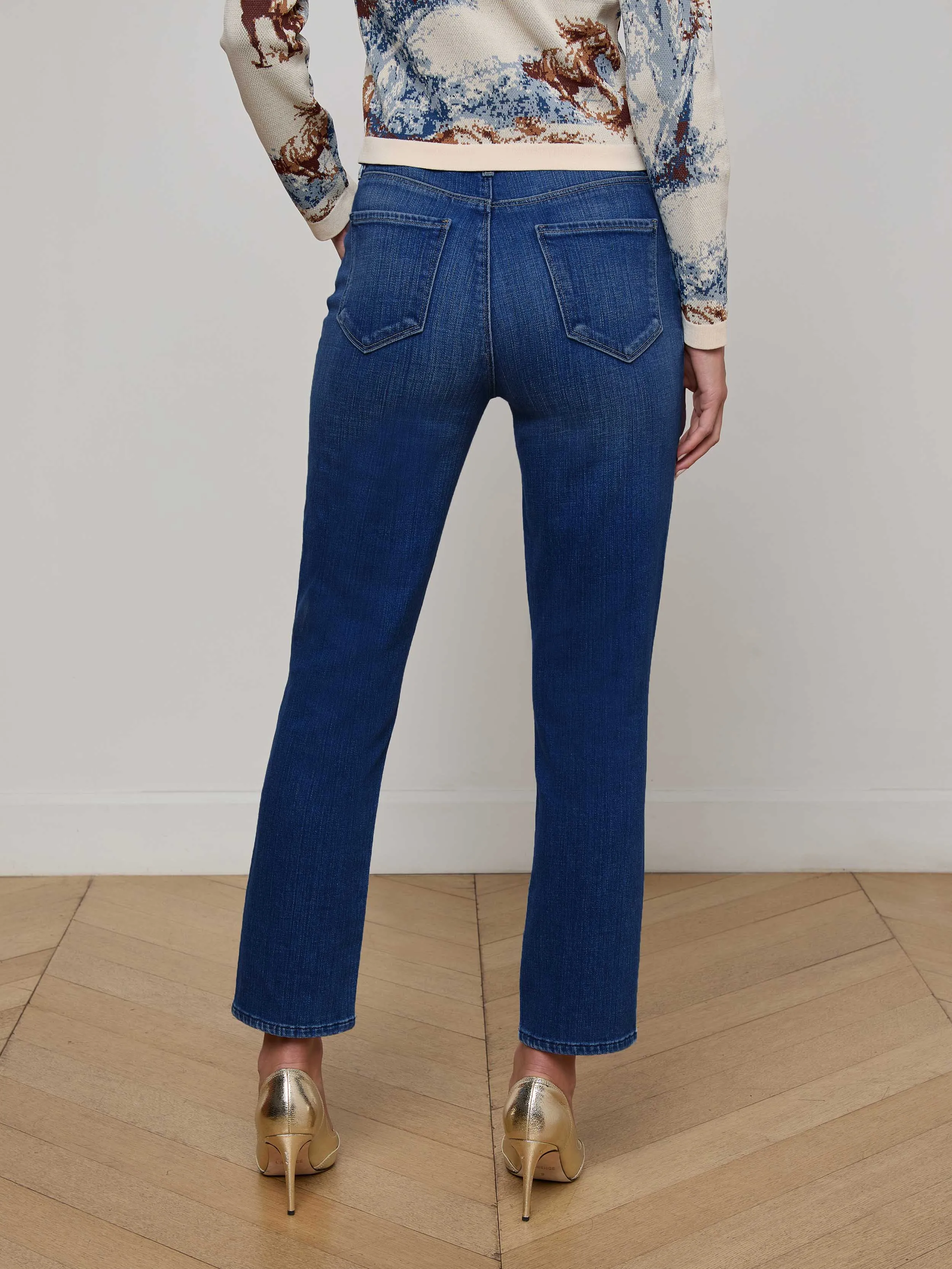 Celestia Slim-Leg Jean Brunch Outfit Classic Wear Luxury On The Go