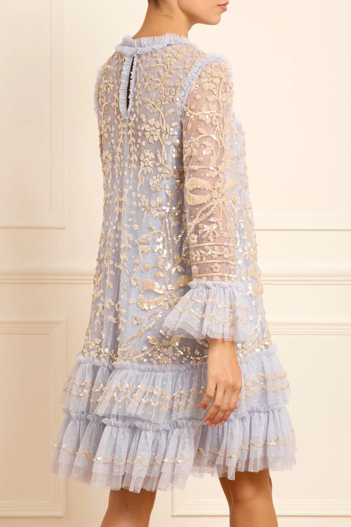 Celia Long Sleeve Mini Dress Layered Fabric