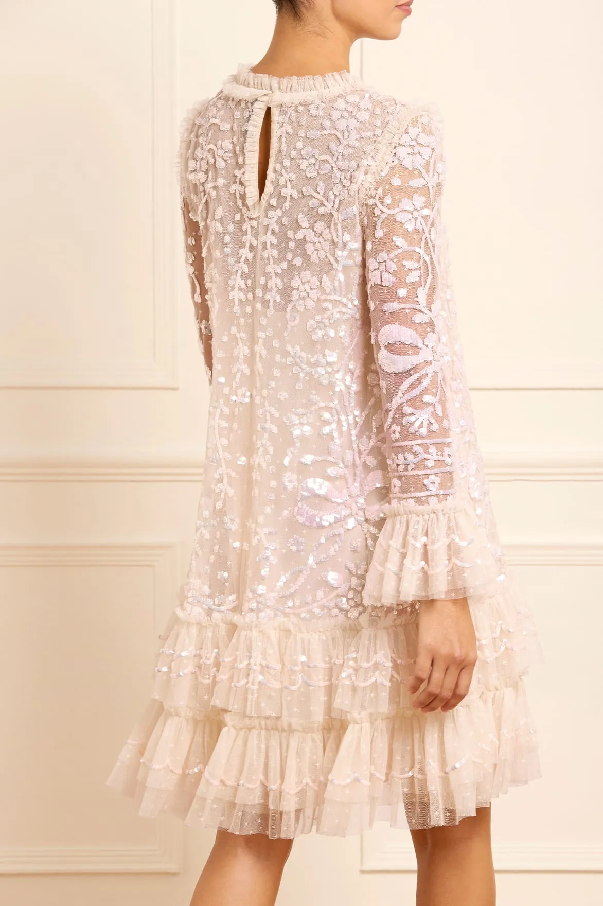 Slit Detail Celia Long Sleeve Mini Dress