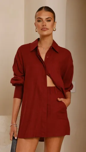 QuickRelease Closure Charla Button Up Top - Burgundy