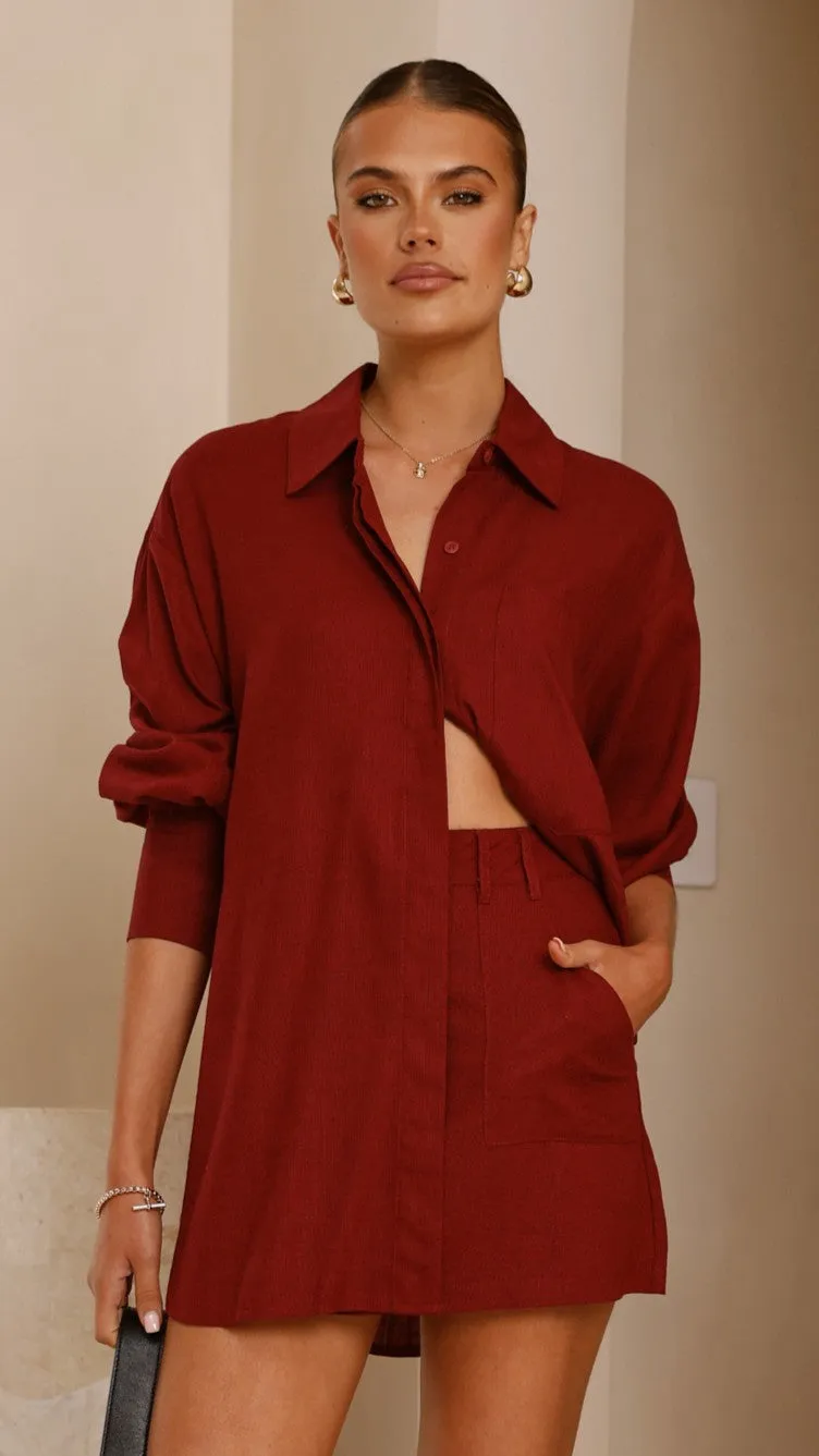 QuickRelease Closure Charla Button Up Top - Burgundy