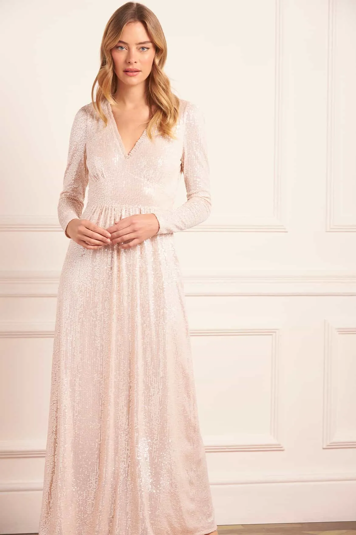 Stain-Guard-Finish Comfortable Fashion Chelsea V-Neck Gown