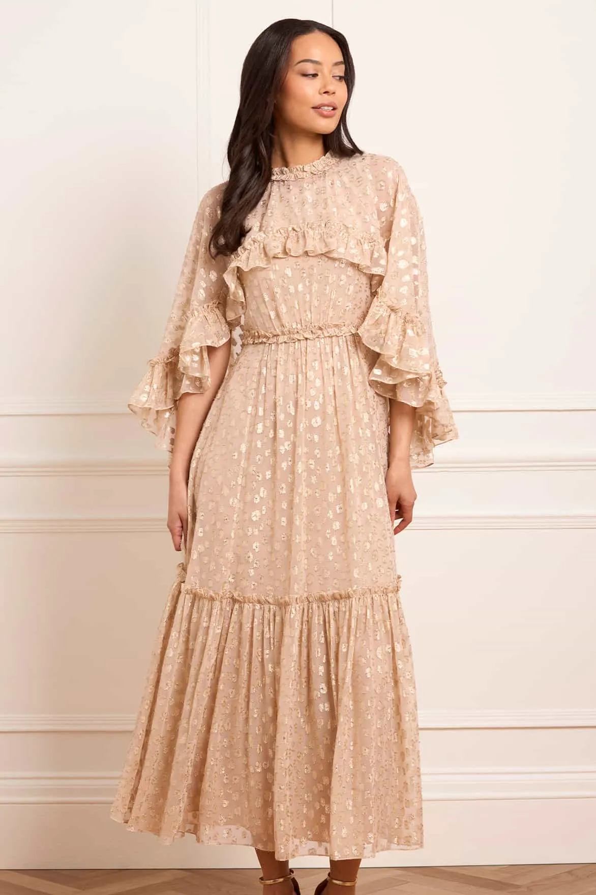 Daily Go Harper Lurex Cape Ankle Gown