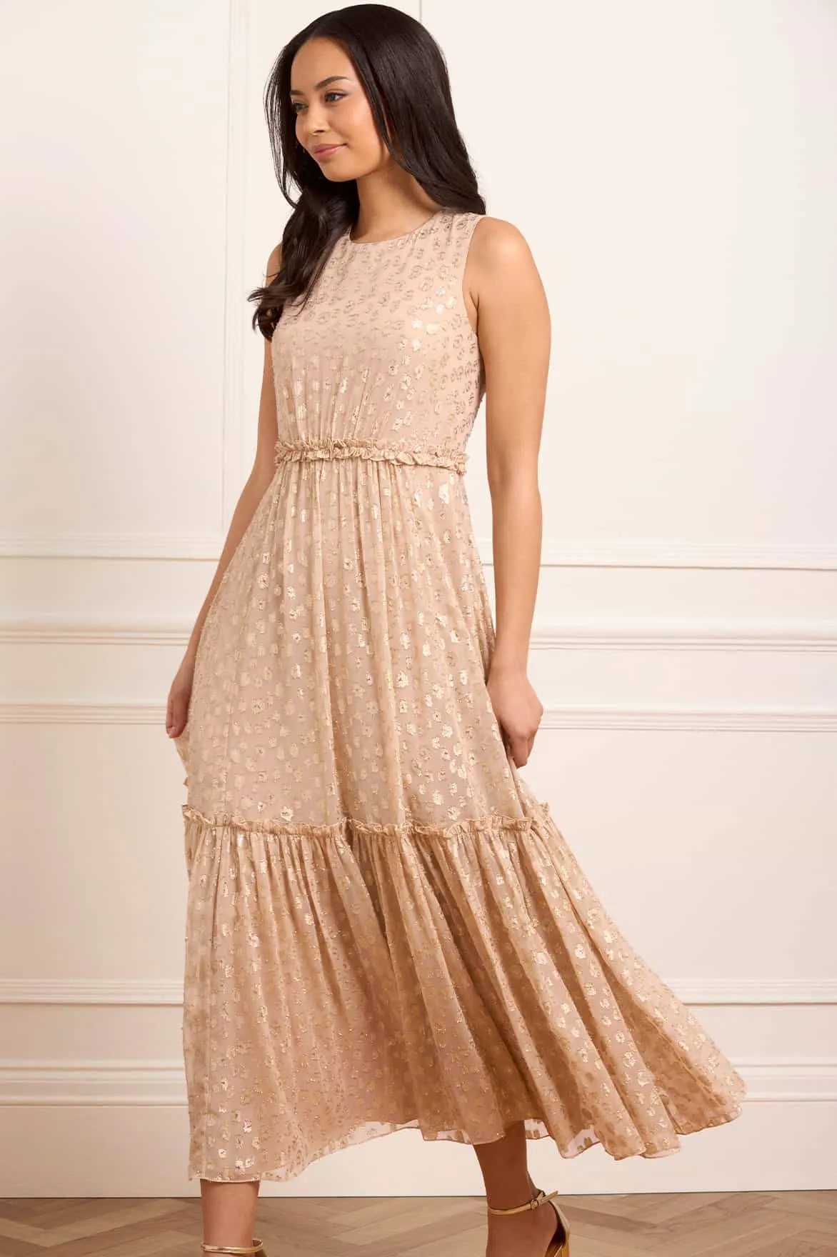 Chilly Weather Layer Harper Lurex Cape Ankle Gown