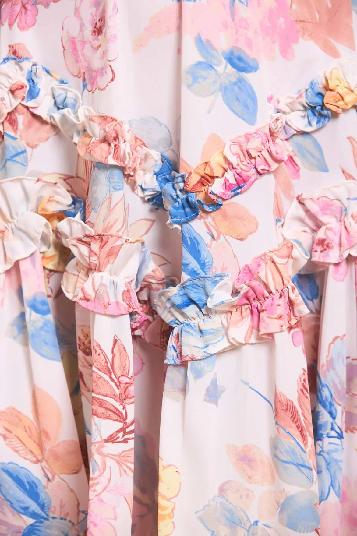 Modern Lines Comfy Layers Mariannes Floral Satin V-Neck Micro Mini Dress