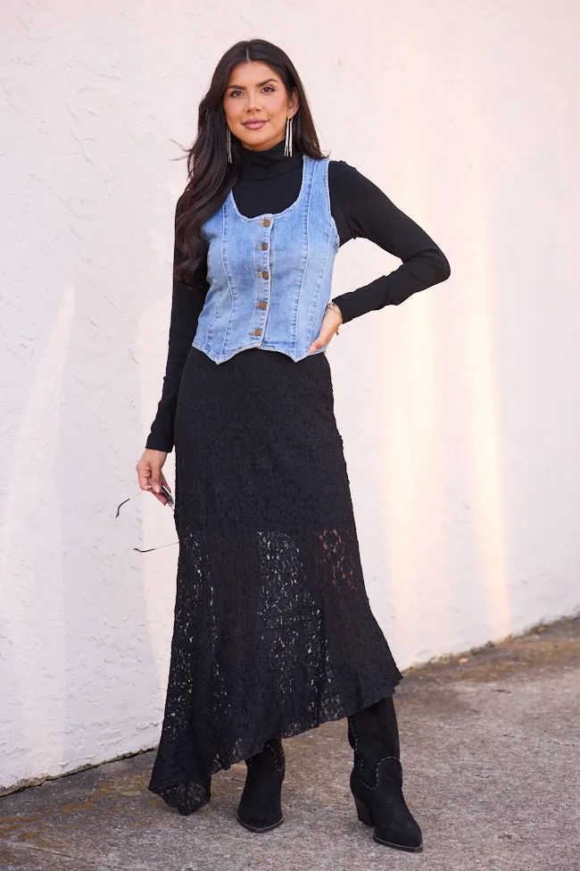 Non Irritating Tags Adalee Denim Scoop Neck Vest