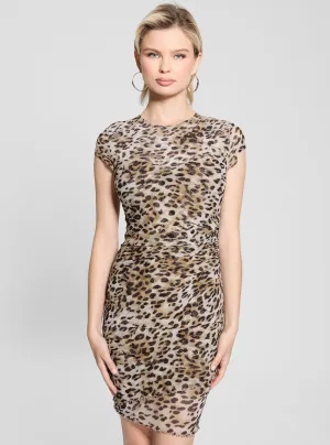 Eco Brown Cheetah Print Aida Mini Dress Glam Touch Visual Balance