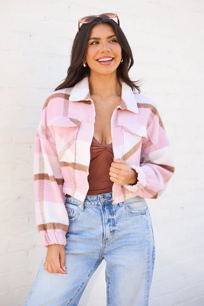 Finley Pink Plaid Jacket Effortless Look