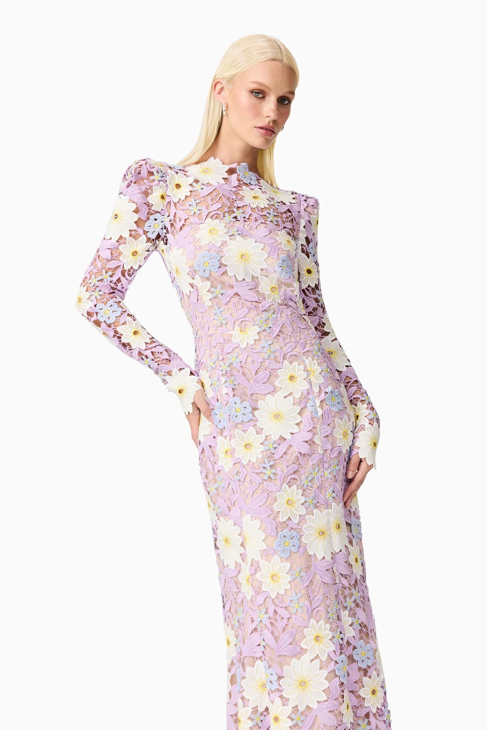 Sigrid Long Sleeve Midi Dress in Purple Warm Touch