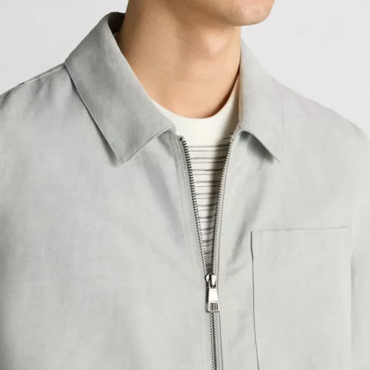 Remus - Regular Fit Two-Way Zip Overshirt in Grey Halloween Comfy Pieces