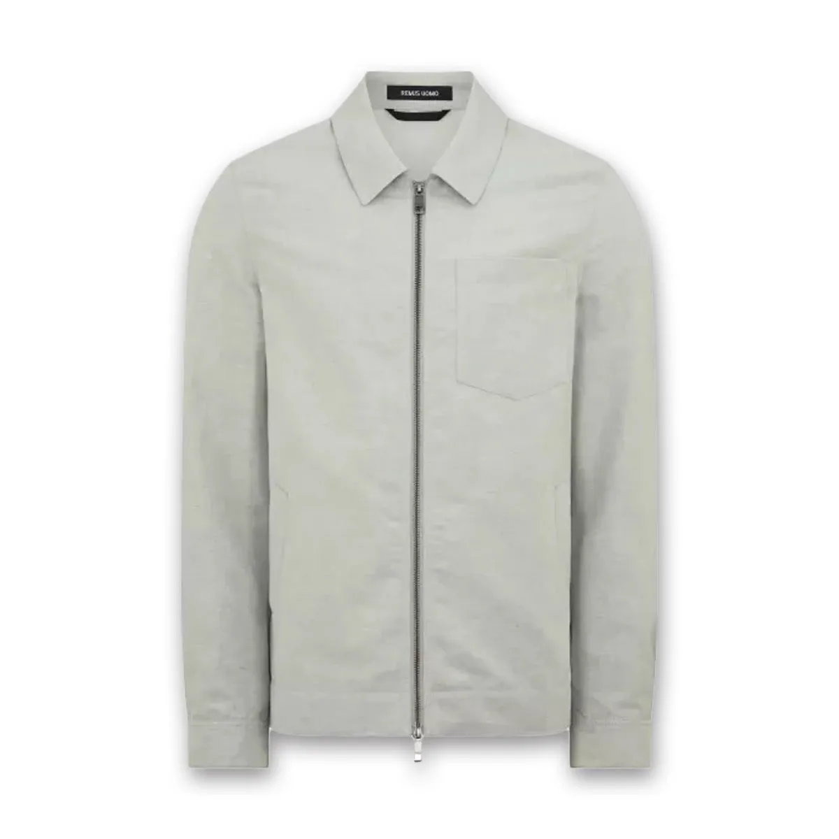 Remus - Regular Fit Two-Way Zip Overshirt in Grey Easy Wear Style