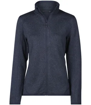 Insulated Feel Ladies Knitted Outdoor Fleece Jacket | NAVY MELANGE