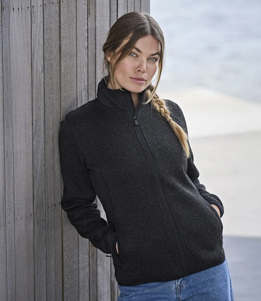 All Purpose Fit Simple Essentials Ladies Knitted Outdoor Fleece Jacket | NAVY MELANGE